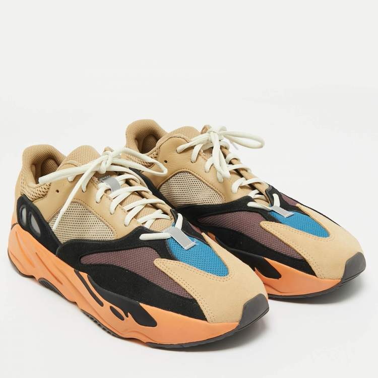 Pre Owned Yeezy x Adidas Multicolor Mesh And Suede Boost 700 Enflame Amber Sneakers Size 47 1/3