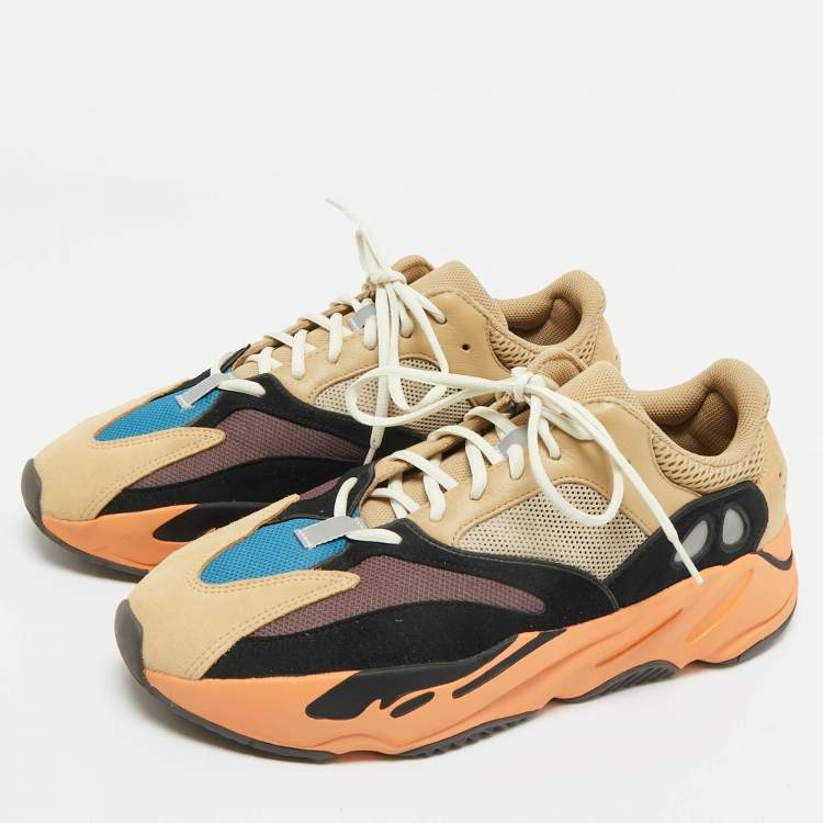 Pre Owned Yeezy x Adidas Multicolor Mesh And Suede Boost 700 Enflame Amber Sneakers Size 47 1/3