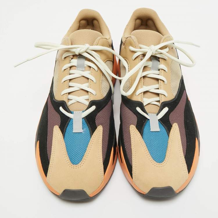 Pre Owned Yeezy x Adidas Multicolor Mesh And Suede Boost 700 Enflame Amber Sneakers Size 47 1/3