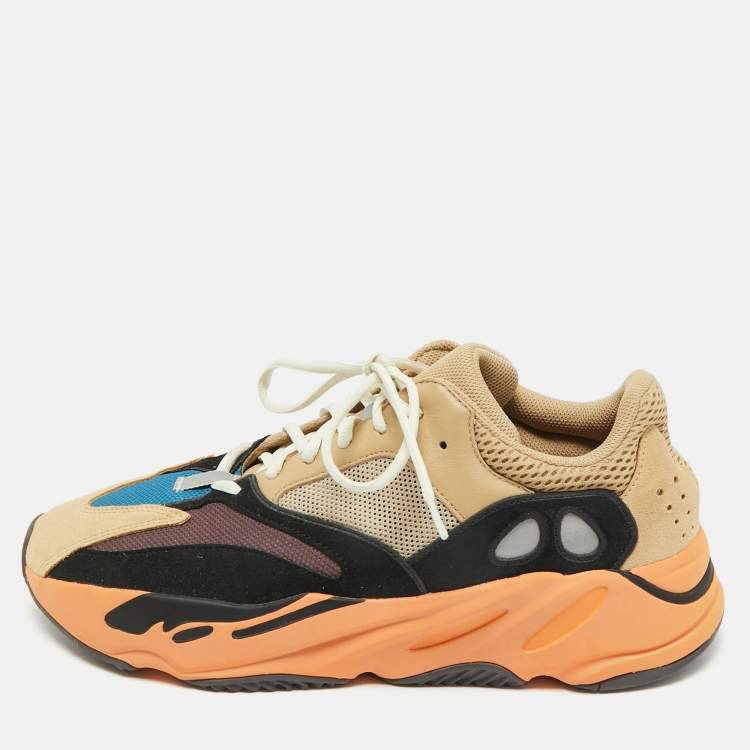 Pre Owned Yeezy x Adidas Multicolor Mesh And Suede Boost 700 Enflame Amber Sneakers Size 47 1/3