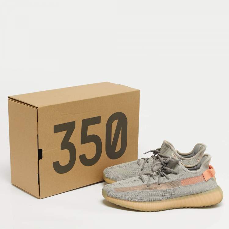 Pre Owned Yeezy x Adidas Grey Knit Fabric Boost 350 V2 True Form Sneakers Size 46 2/3