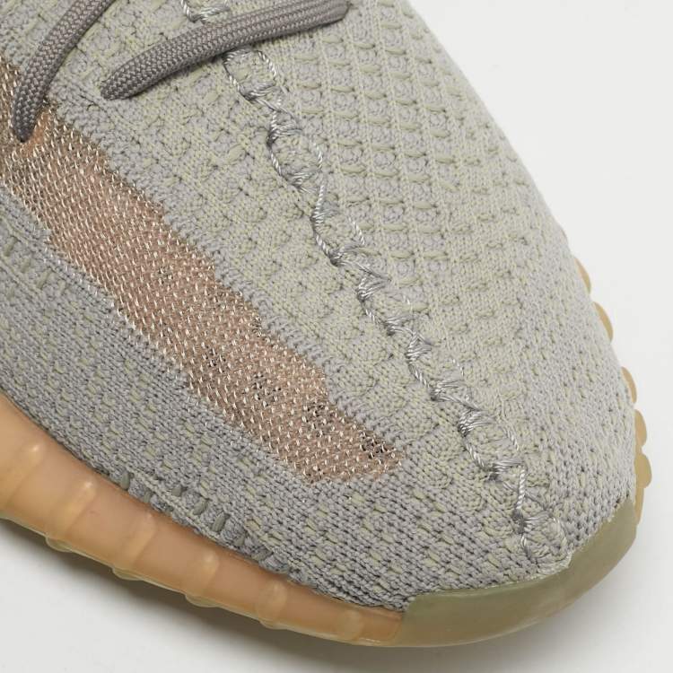 Pre Owned Yeezy x Adidas Grey Knit Fabric Boost 350 V2 True Form Sneakers Size 46 2/3