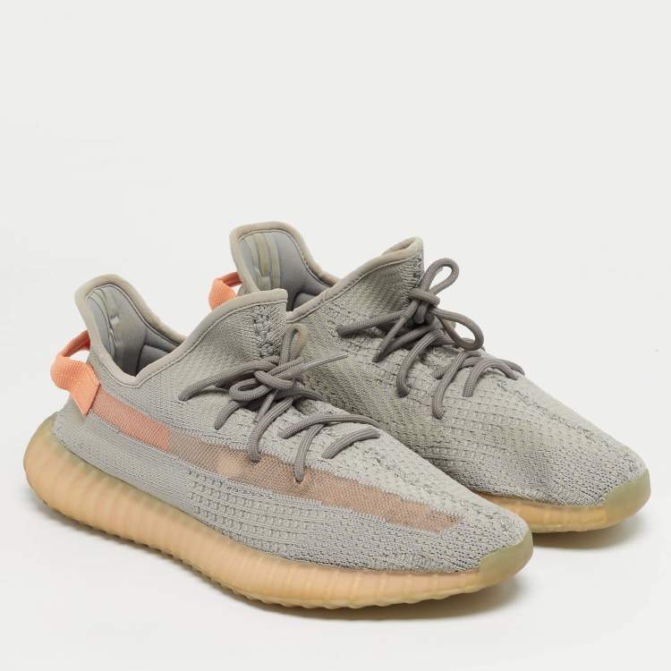 Pre Owned Yeezy x Adidas Grey Knit Fabric Boost 350 V2 True Form Sneakers Size 46 2/3