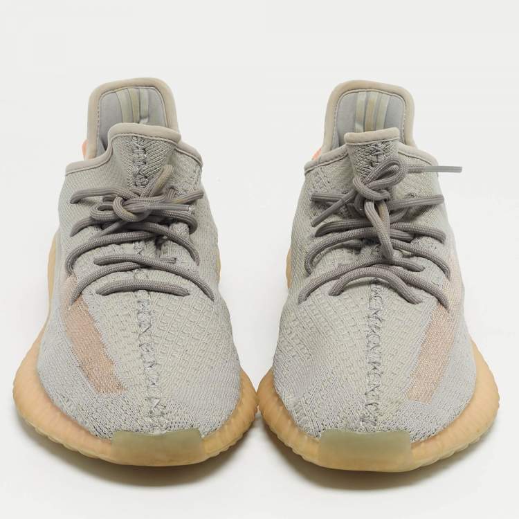Pre Owned Yeezy x Adidas Grey Knit Fabric Boost 350 V2 True Form Sneakers Size 46 2/3
