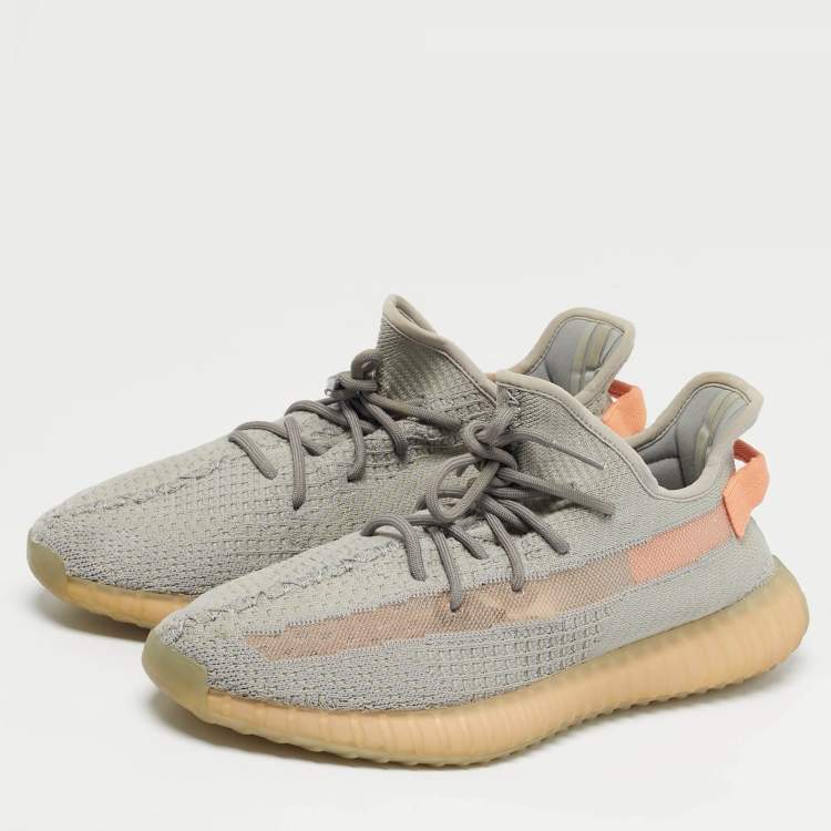 Pre Owned Yeezy x Adidas Grey Knit Fabric Boost 350 V2 True Form Sneakers Size 46 2/3
