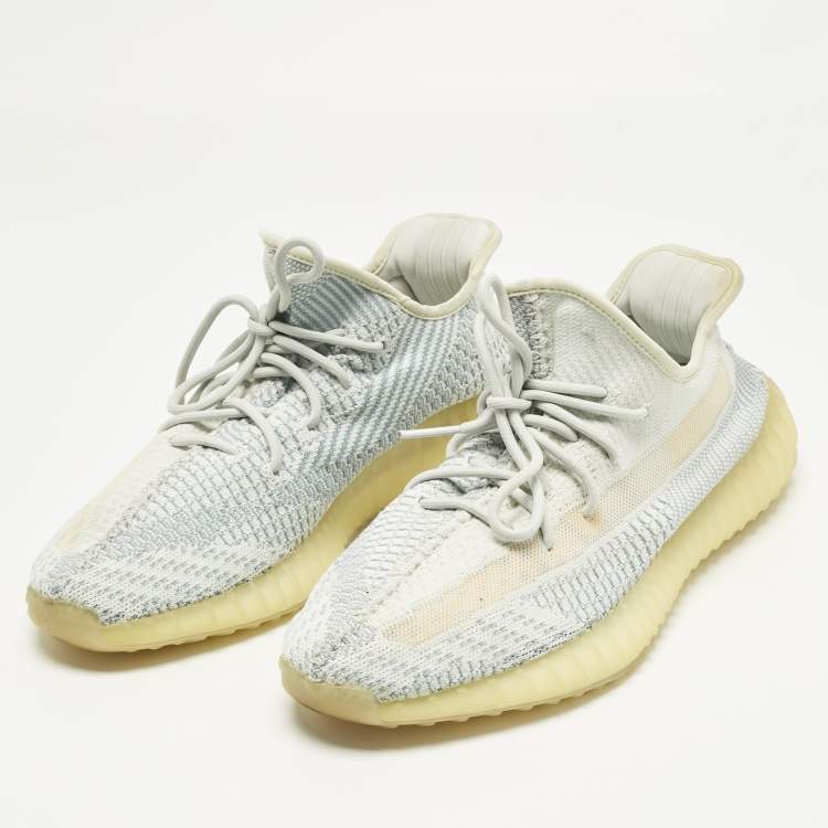 Pre Owned Yeezy x Adidas Blue Knit Fabric Boost 350 V2 Low Top Sneakers Size 46.5