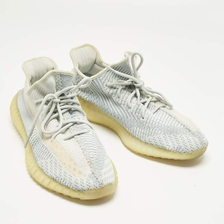 Pre Owned Yeezy x Adidas Blue Knit Fabric Boost 350 V2 Low Top Sneakers Size 46.5