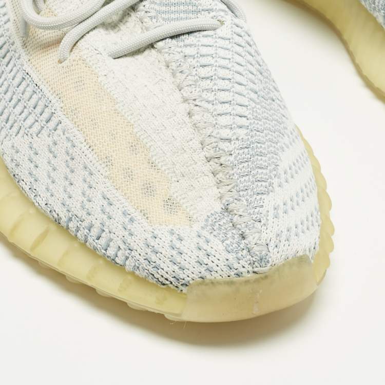 Pre Owned Yeezy x Adidas Blue Knit Fabric Boost 350 V2 Low Top Sneakers Size 46.5