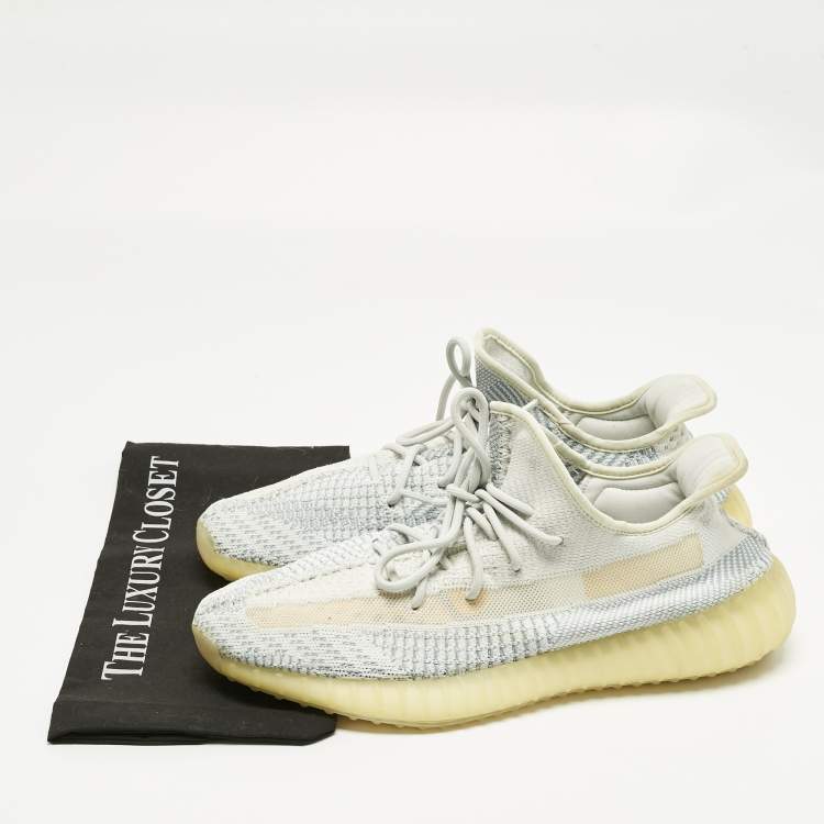 Pre Owned Yeezy x Adidas Blue Knit Fabric Boost 350 V2 Low Top Sneakers Size 46.5