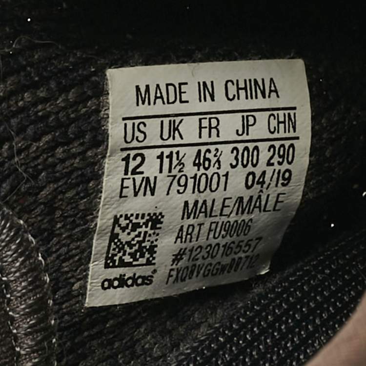 Pre Owned Yeezy x Adidas Grey Knit Fabric Boost 350 V2 Lace Up Sneakers Size 46.5