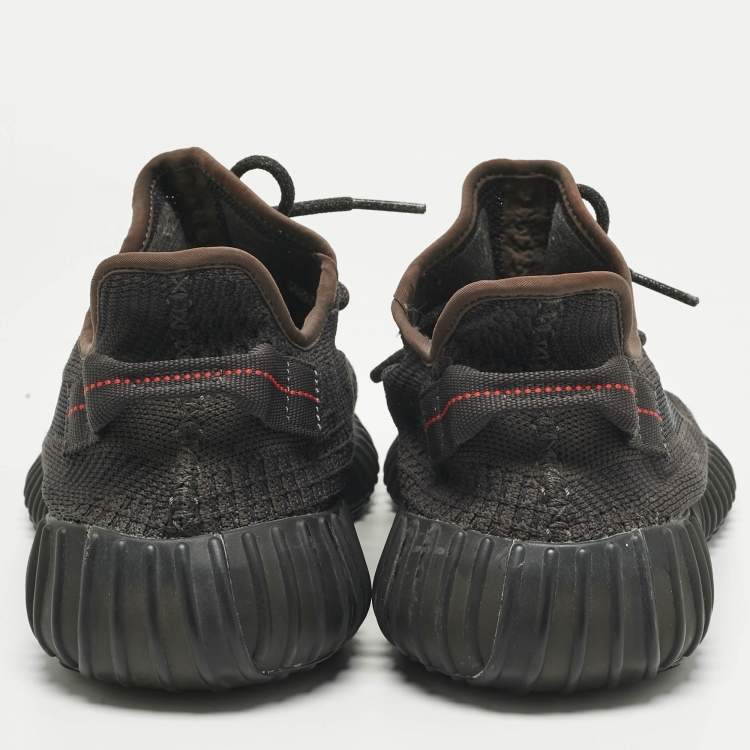 Pre Owned Yeezy x Adidas Grey Knit Fabric Boost 350 V2 Lace Up Sneakers Size 46.5