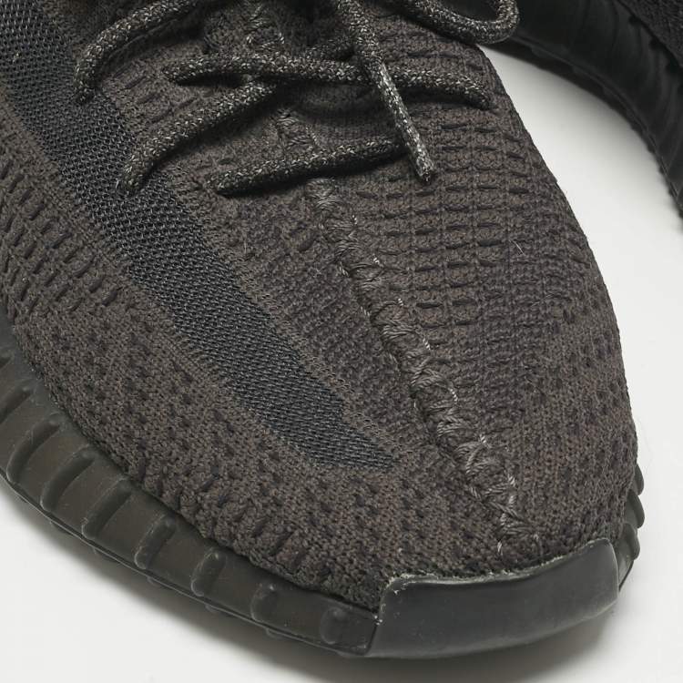 Pre Owned Yeezy x Adidas Grey Knit Fabric Boost 350 V2 Lace Up Sneakers Size 46.5