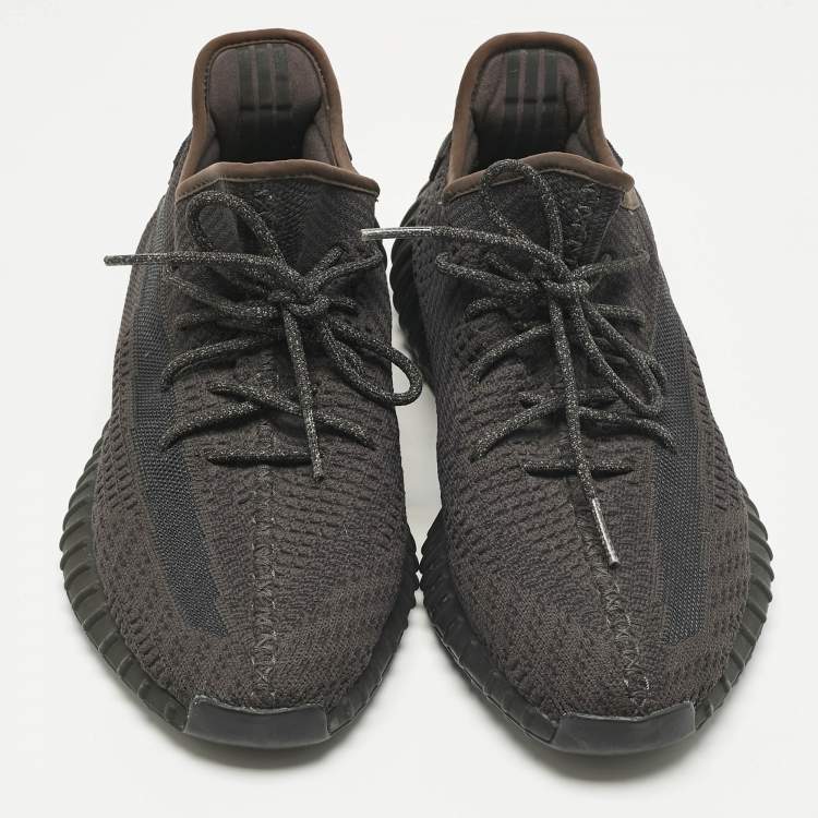 Pre Owned Yeezy x Adidas Grey Knit Fabric Boost 350 V2 Lace Up Sneakers Size 46.5