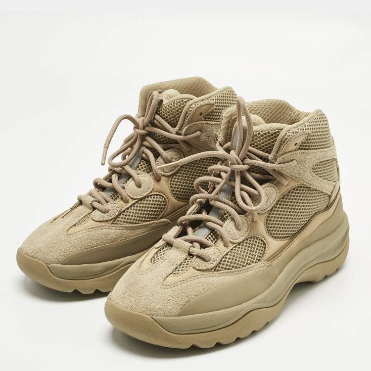 Pre Owned Yeezy x Adidas Brown Suede and Mesh YZY DSRT BT ADLT High Top Sneakers Size 44