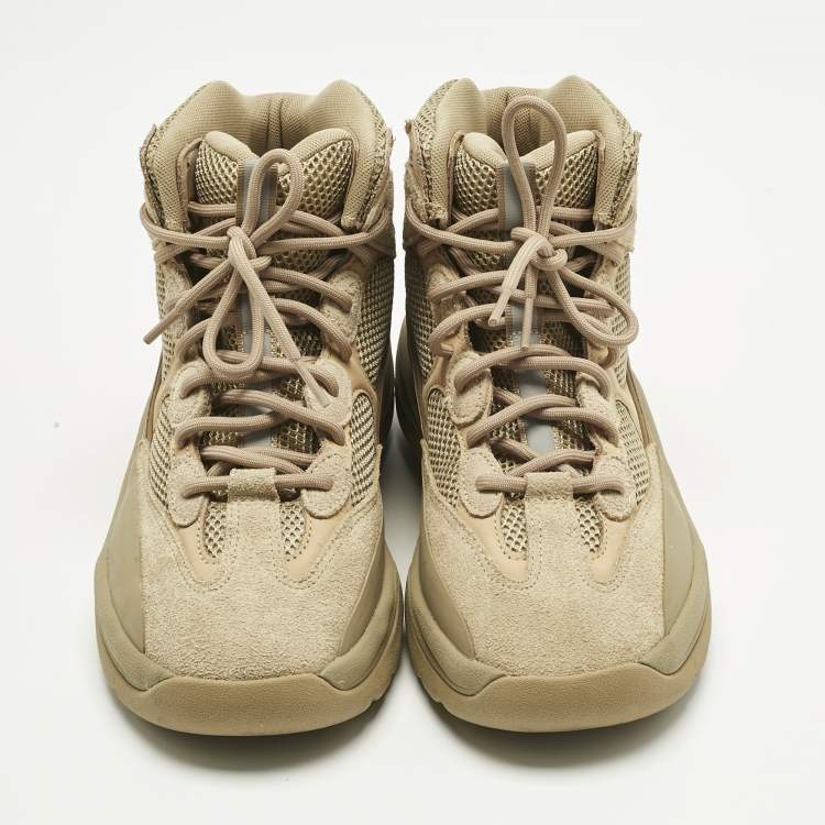 Pre Owned Yeezy x Adidas Brown Suede and Mesh YZY DSRT BT ADLT High Top Sneakers Size 44
