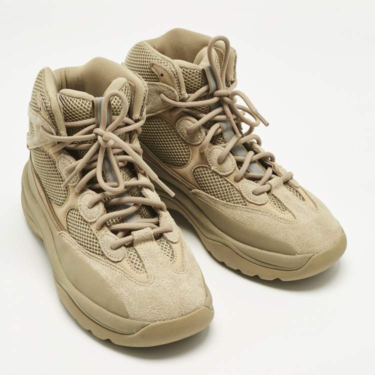 Pre Owned Yeezy x Adidas Brown Suede and Mesh YZY DSRT BT ADLT High Top Sneakers Size 44