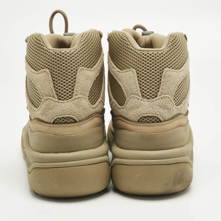 Pre Owned Yeezy x Adidas Brown Suede and Mesh YZY DSRT BT ADLT High Top Sneakers Size 44