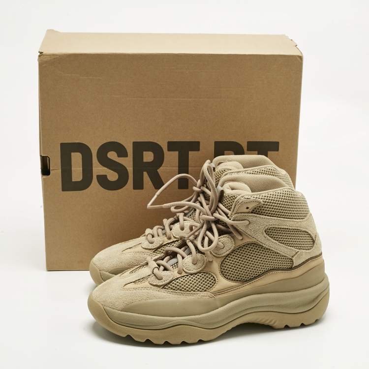 Pre Owned Yeezy x Adidas Brown Suede and Mesh YZY DSRT BT ADLT High Top Sneakers Size 44