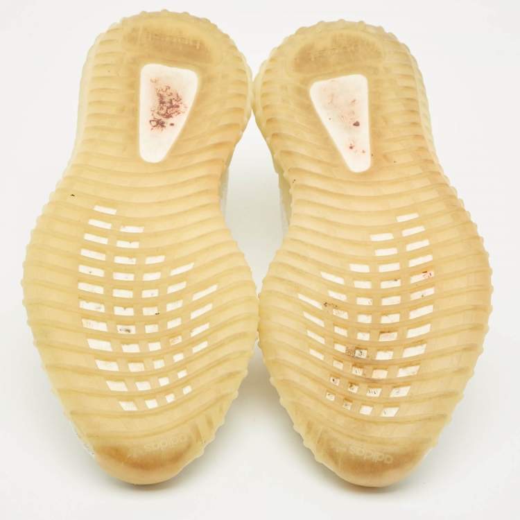 Pre Owned Yeezy x Adidas White Knit Fabric Boost 350 V2 Low Top Sneakers Size 44