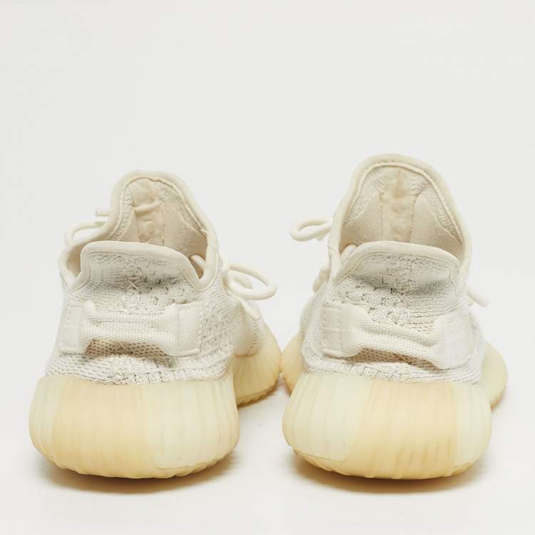 Pre Owned Yeezy x Adidas White Knit Fabric Boost 350 V2 Bone Sneakers Size 39 1/3