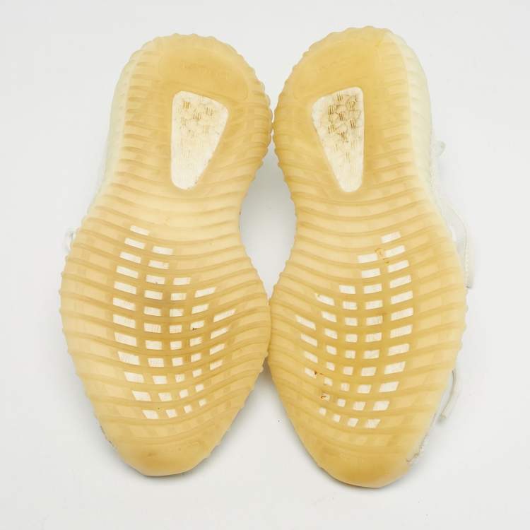 Pre Owned Yeezy x Adidas White Knit Fabric Boost 350 V2 Bone Sneakers Size 39 1/3