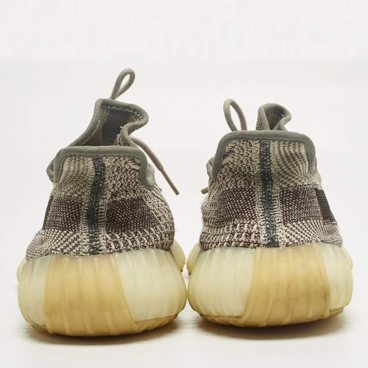 Pre Owned Yeezy x Adidas Beige/Brown Knit Fabric Boost 350 V2 Zyon Sneakers Size 46