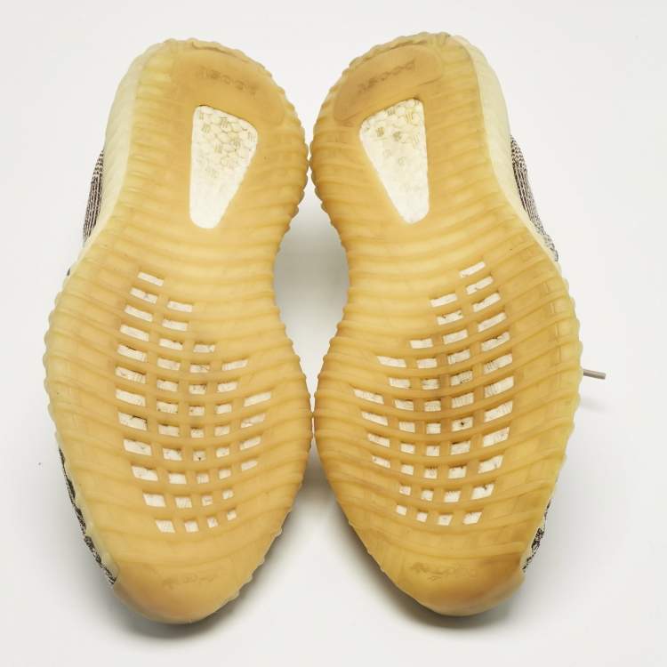 Pre Owned Yeezy x Adidas Beige/Brown Knit Fabric Boost 350 V2 Zyon Sneakers Size 46