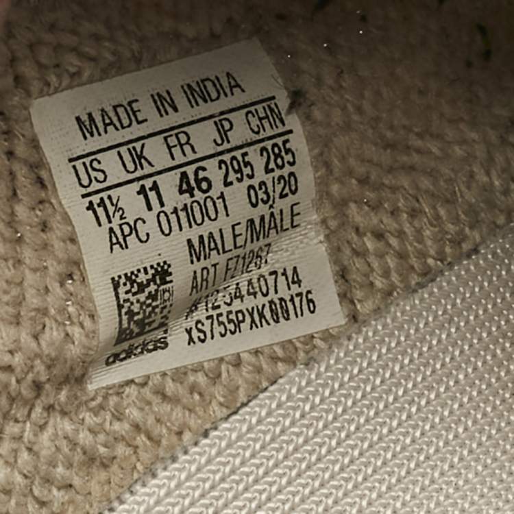 Pre Owned Yeezy x Adidas Beige/Brown Knit Fabric Boost 350 V2 Zyon Sneakers Size 46