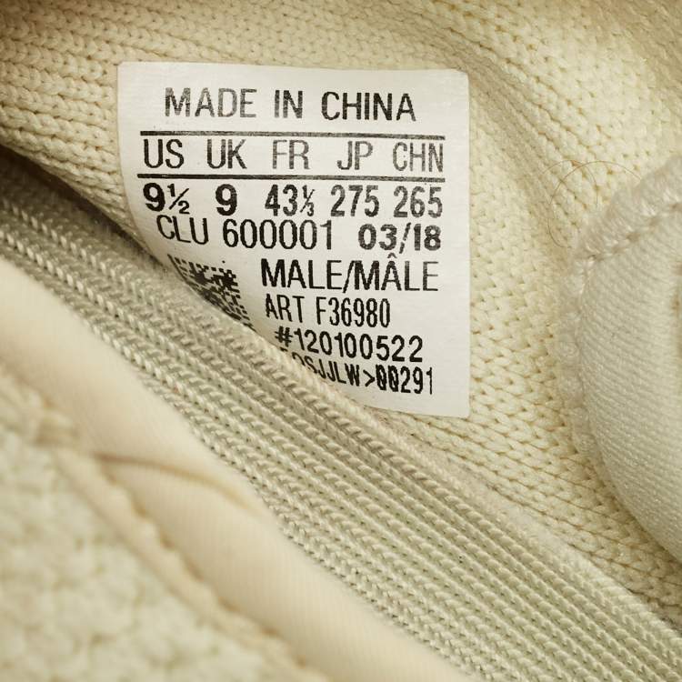 Pre Owned Yeezy x Adidas Light Yellow Knit Fabric Boost 350 V2 Butter Sneakers Size 43 1/3