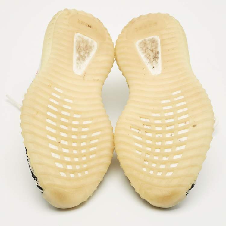 Pre Owned Yeezy x Adidas White/Black Knit Fabric Boost 350 V2 Zebra Sneakers Size 41 1/3