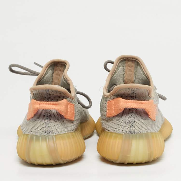 Pre Owned Yeezy x Adidas Grey Knit Fabric Boost 350 V2 Low Top Sneakers Size 41.5