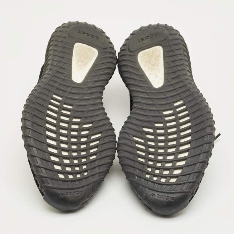 Pre Owned Yeezy x Adidas Black Knit Fabric Boost 350 V2 Low Top Sneakers Size 46.5