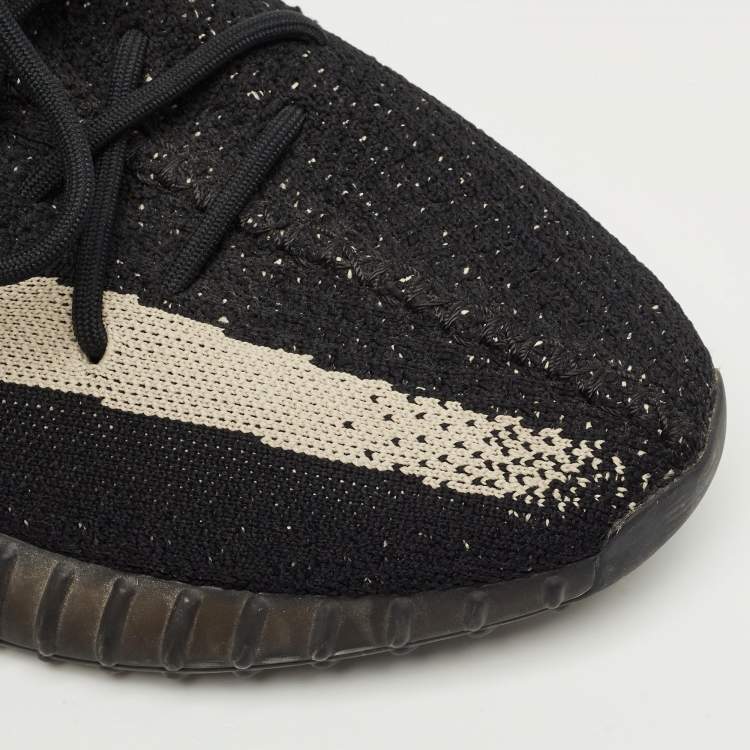Pre Owned Yeezy x Adidas Black Knit Fabric Boost 350 V2 Low Top Sneakers Size 46.5