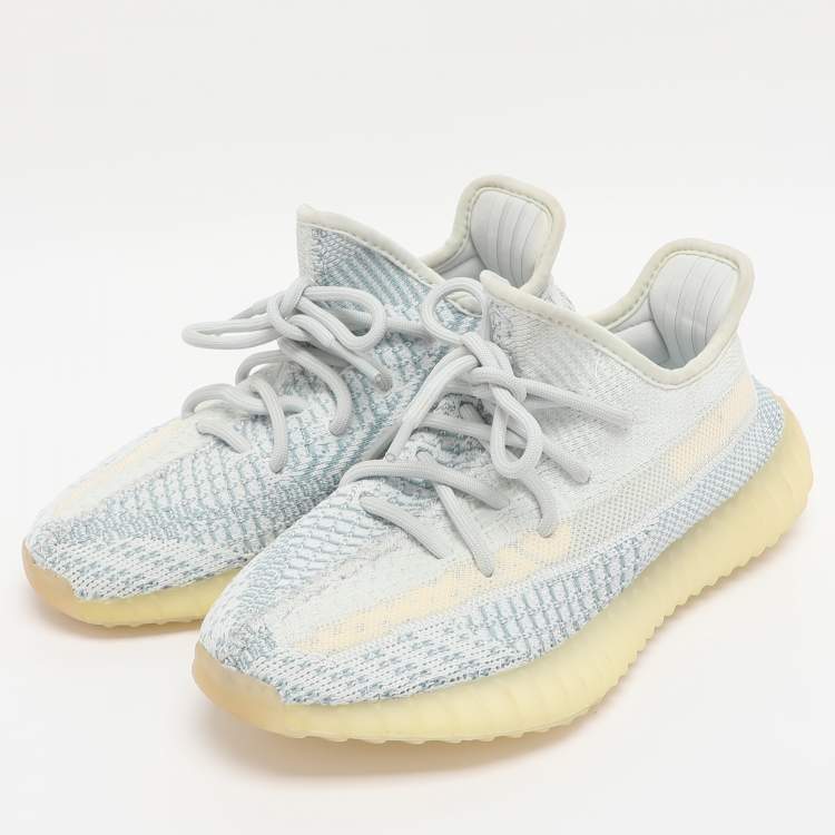 Pre Owned Yeezy x Adidas Cloud/White Knit Fabric Boost 350 V2 Low Top Sneakers Size 36