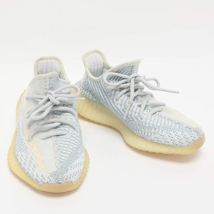 Pre Owned Yeezy x Adidas Cloud/White Knit Fabric Boost 350 V2 Low Top Sneakers Size 36