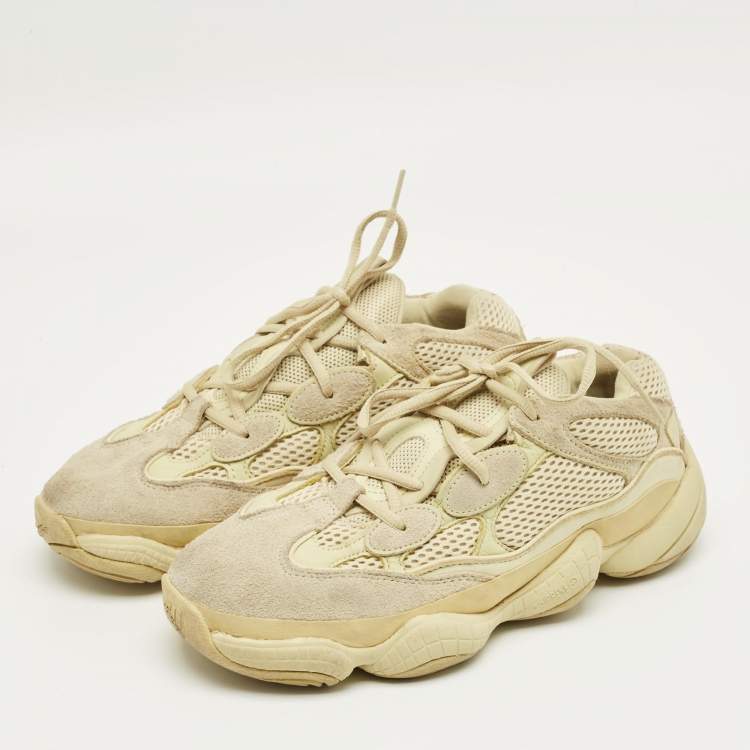 Pre Owned Yeezy x Adidas Yellow Mesh and Suede 500 Super Moon Yellow Sneakers Size 42