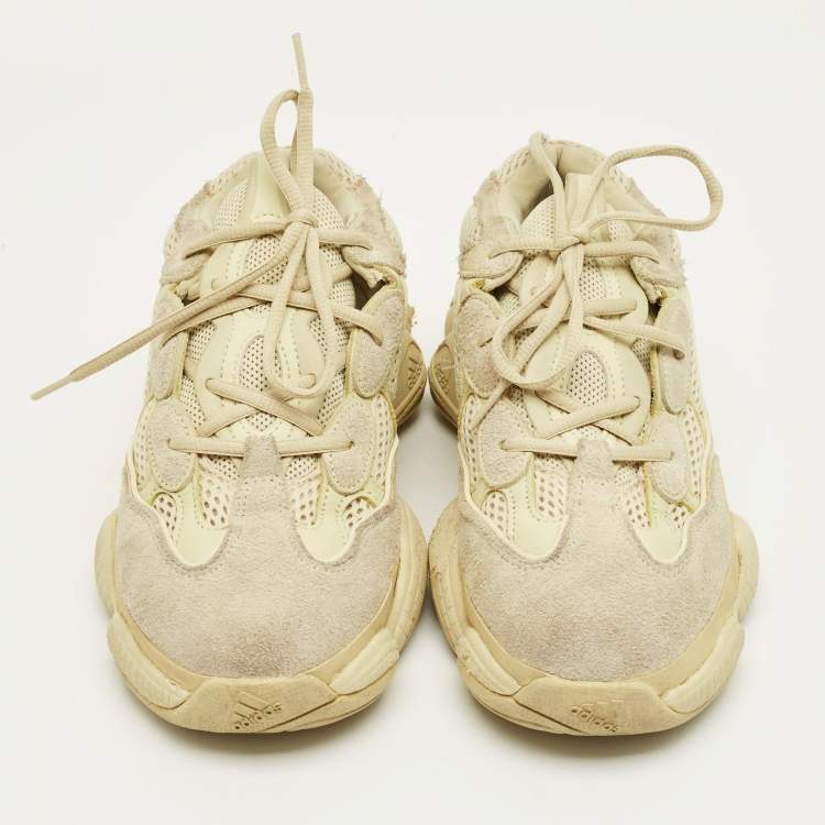 Pre Owned Yeezy x Adidas Yellow Mesh and Suede 500 Super Moon Yellow Sneakers Size 42