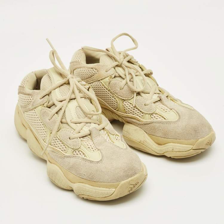 Pre Owned Yeezy x Adidas Yellow Mesh and Suede 500 Super Moon Yellow Sneakers Size 42
