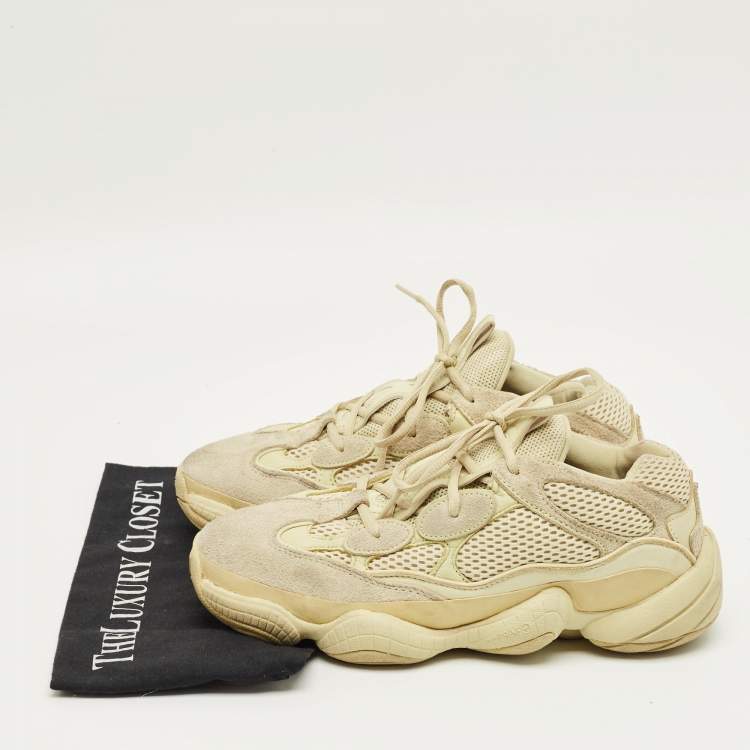 Pre Owned Yeezy x Adidas Yellow Mesh and Suede 500 Super Moon Yellow Sneakers Size 42