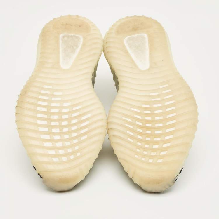 Pre Owned Yeezy x Adidas White/Black Knit Fabric Boost 350 V2 Zebra Sneakers Size 45 1/3