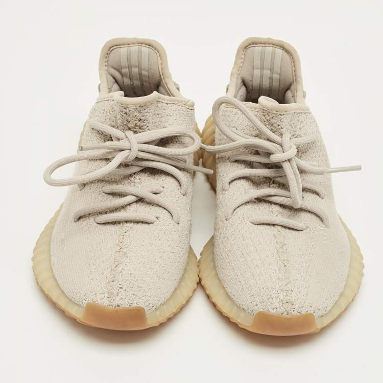 Pre Owned Yeezy x Adidas Grey Knit Fabric Boost 350 V2 Sesame Sneakers Size 36 2/3