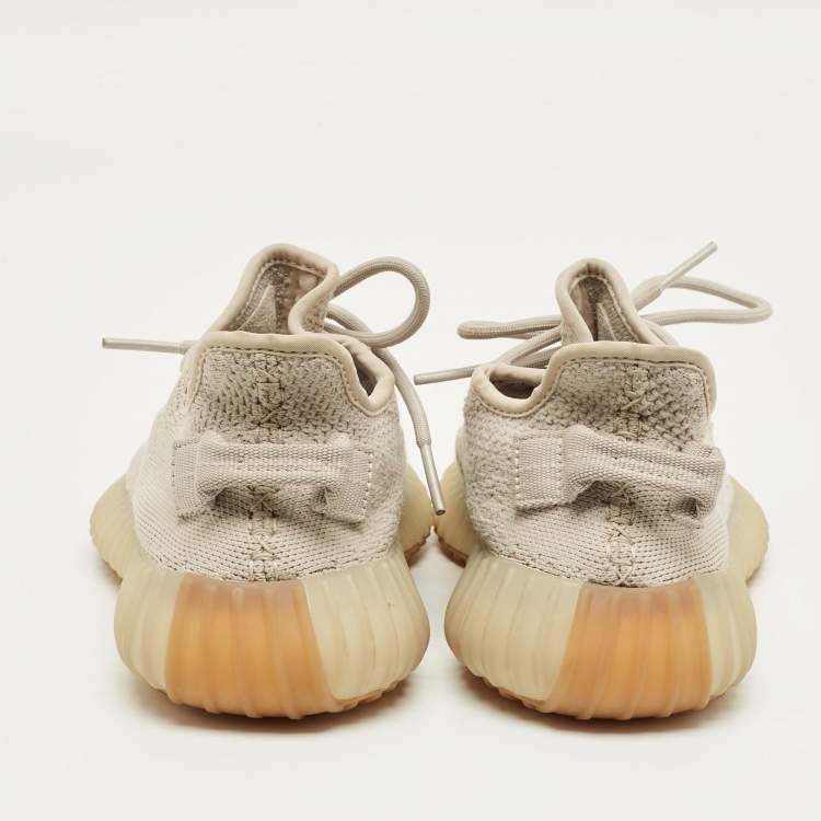 Pre Owned Yeezy x Adidas Grey Knit Fabric Boost 350 V2 Sesame Sneakers Size 36 2/3