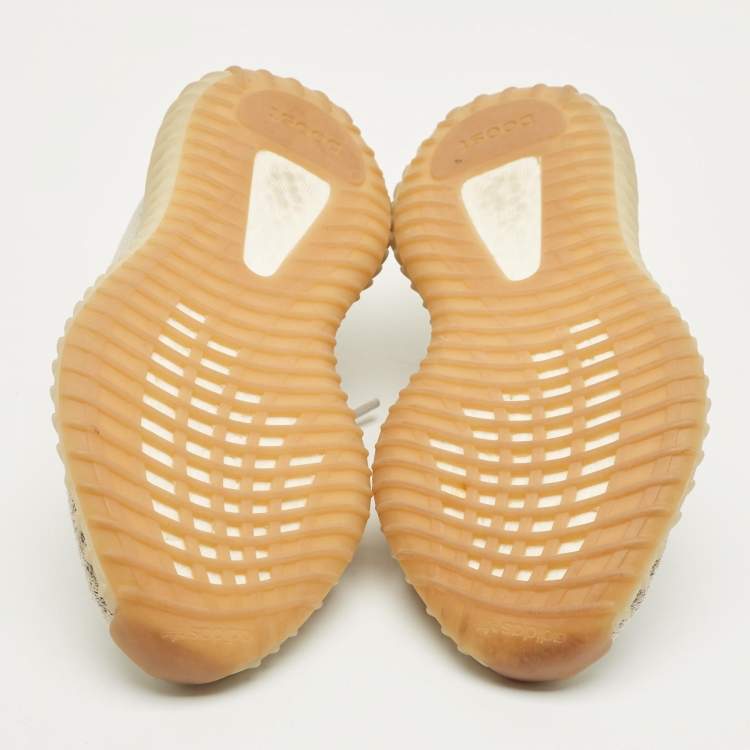 Pre Owned Yeezy x Adidas Grey Knit Fabric Boost 350 V2 Sesame Sneakers Size 36 2/3