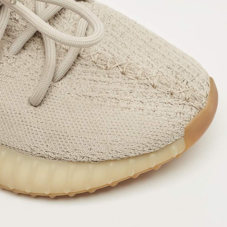 Pre Owned Yeezy x Adidas Grey Knit Fabric Boost 350 V2 Sesame Sneakers Size 36 2/3