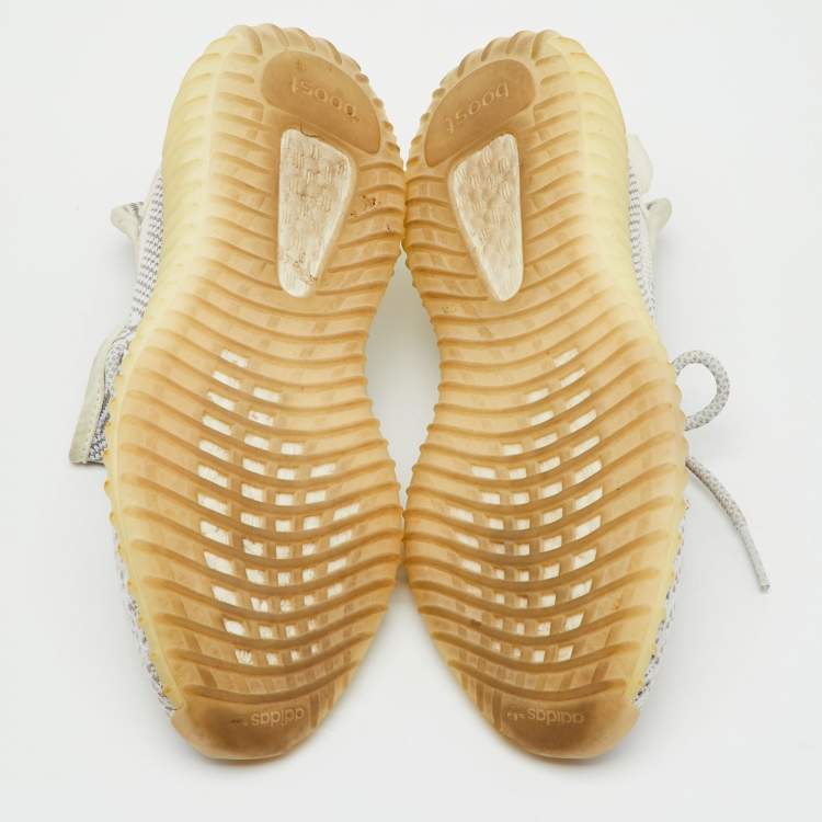 Pre Owned Yeezy x Adidas Grey Knit Fabric Boost 350 V2 Static Non Reflective Sneakers Size 37 1/3