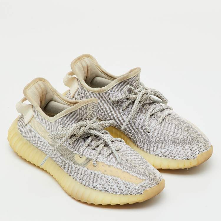 Pre Owned Yeezy x Adidas Grey Knit Fabric Boost 350 V2 Static Non Reflective Sneakers Size 37 1/3
