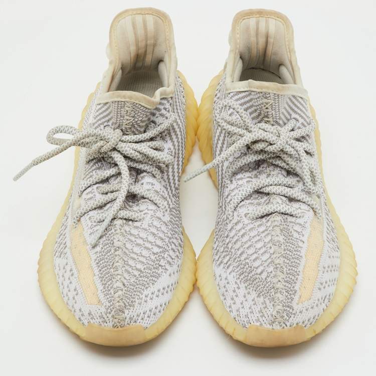 Pre Owned Yeezy x Adidas Grey Knit Fabric Boost 350 V2 Static Non Reflective Sneakers Size 37 1/3