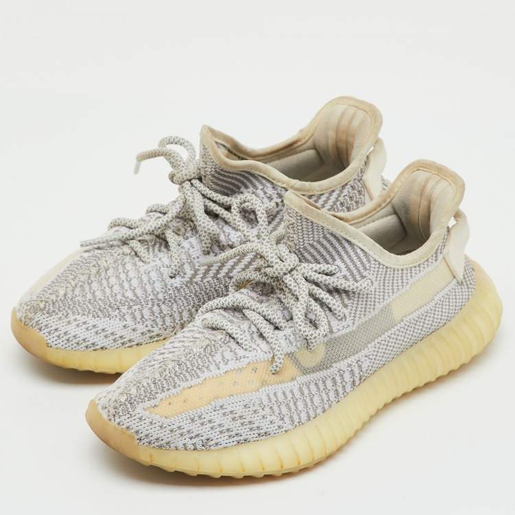 Pre Owned Yeezy x Adidas Grey Knit Fabric Boost 350 V2 Static Non Reflective Sneakers Size 37 1/3