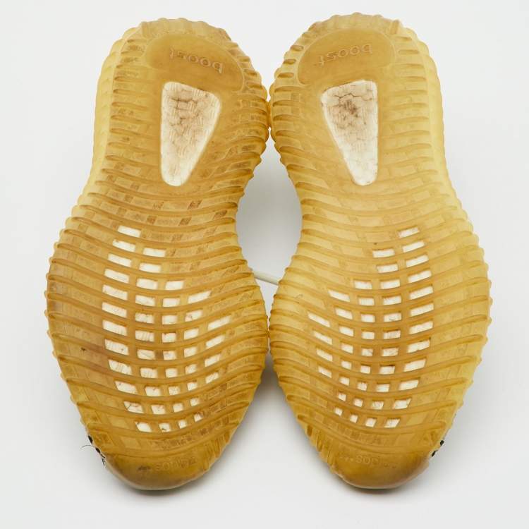 Pre Owned Yeezy x Adidas White/Black Knit Fabric Boost 350 V2 Zebra Sneakers Size 36 2/3