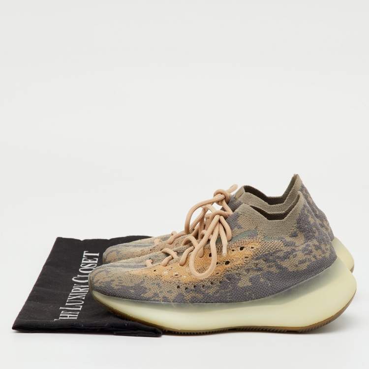 Pre Owned Yeezy x Adidas Grey/Beige Knit Fabric Boost 380 Mist Non-Reflective Sneakers Size 37 1/3